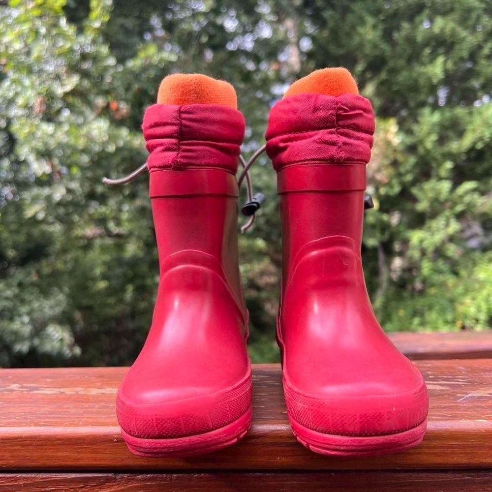 Lands End Toddler 6 Red Orange Insulated Waterproof Rain Snow Unisex Boots
